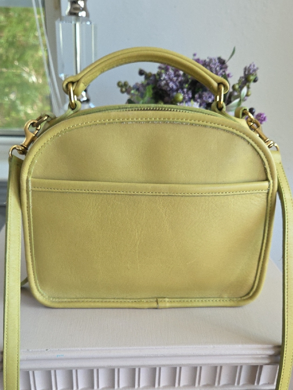 COACH  Chartrusse Lime Green 1996 Lunchbox Leather Crossbody Bag